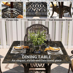 Wyld Haus Monake 4 Seater Bronze Cast Aluminium Outdoor Garden Dining Set - Square Table With 4 Cushioned Chairs - thumbnail 8