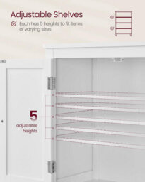 Songmics Bathroom Cabinet, Bathroom Storage Unit, Kitchen Cabinet, Freestanding, With 4 Doors, Adjustable Shelves, White - thumbnail 4