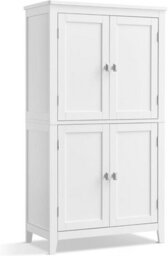 Songmics Bathroom Cabinet, Bathroom Storage Unit, Kitchen Cabinet, Freestanding, With 4 Doors, Adjustable Shelves, White - thumbnail 6