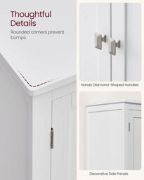 Songmics Bathroom Cabinet, Bathroom Storage Unit, Kitchen Cabinet, Freestanding, With 4 Doors, Adjustable Shelves, White - thumbnail 5