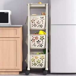 4 Tier Basket Storage Trolley Organiser Kitchen Bathroom Storage Save Space - thumbnail 4