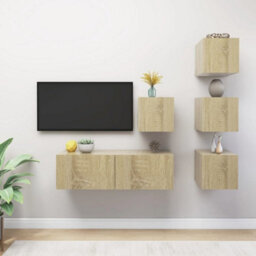 Berkfield 5 Piece Tv Cabinet Set Sonoma Oak Engineered Wood - thumbnail 1