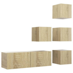 Berkfield 5 Piece Tv Cabinet Set Sonoma Oak Engineered Wood - thumbnail 2