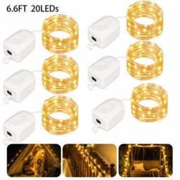 Amorly 6 Pack Fairy Lights Battery Operate,6.6 Ft Rechargeable Lights Modes, Bedroom, Living Room, Yard, Camping & Party Decor Warm White - thumbnail 1