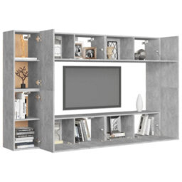 Berkfield Sturdy 8 Piece Tv Cabinet Set Concrete Grey Engineered Wood - thumbnail 3