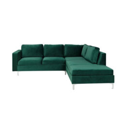 Orlando Velvet Living Room Corner Sofa Metal Legs Freestanding Upholstered Back 2355Cm 212Cm 85Cm Green Right - thumbnail 3