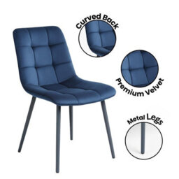 Kosy Koala Modern Dining Table With 4 Blue Velvet Tuffted Chairs Kitchen Furniture - thumbnail 4