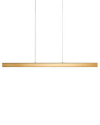 Wyld And Coco Lumalux Gold Aluminium Pendant Light With Rubberwood Shade And Remote Led, 118Cm Drop, Warm White - thumbnail 3