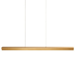Wyld And Coco Lumalux Gold Aluminium Pendant Light With Rubberwood Shade And Remote Led, 118Cm Drop, Warm White - thumbnail 1