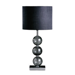 Orsina Black Suede Effect Shade Table Lamp, Chrome Base With Glass Orb Detail, 40W E14 Bulb Compatible, Ideal For - thumbnail 1