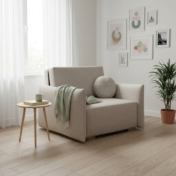 Armchair Viva Glov I With Sleep Function Storage Chipboard Foam Sinuous Spring Wooden Frame 104X98X85Cm Cream - thumbnail 2