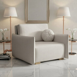 Armchair Viva Glov I With Sleep Function Storage Chipboard Foam Sinuous Spring Wooden Frame 104X98X85Cm Cream - thumbnail 1