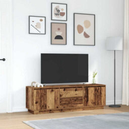 Berkfield Tv Cabinet With Led Lights Old Wood 160.5X41X50 Cm - thumbnail 4