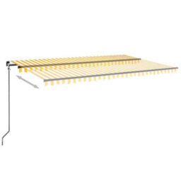 Berkfield Manual Retractable Awning 500X350 Cm Yellow And White - thumbnail 3