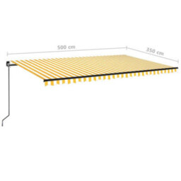 Berkfield Manual Retractable Awning 500X350 Cm Yellow And White - thumbnail 7