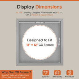 "16X16"" Light Grey Modern Vinyl Record Frame With Silver Mount For 12 Inch Lp Disc - Ak Frames" - thumbnail 2