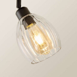 Valuelights Cheltenham 2 Way Matte Black Adjustable Ceiling Spotlight With Ribbed Shades And Bulbs - thumbnail 4