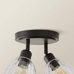 Valuelights Cheltenham 2 Way Matte Black Adjustable Ceiling Spotlight With Ribbed Shades And Bulbs - thumbnail 5