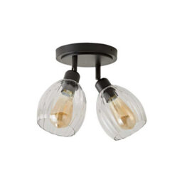 Valuelights Cheltenham 2 Way Matte Black Adjustable Ceiling Spotlight With Ribbed Shades And Bulbs - thumbnail 6