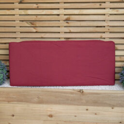 Samuel Alexander 2 Seater Chunky Rustic Wooden Garden Furniture Bench With Coffee Table & Burgundy Cushions - thumbnail 6