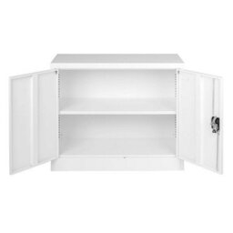MMT Funiture Designs White Stainless Steel Filing Cabinet With 1 Shelf - 2 Door Lockable Metal Office Storage Cupboard Organiser 80Cm - thumbnail 4