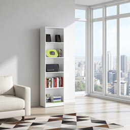 Amos Mann Furniture Milan Artic White Tall Bookcase Bookshelf - thumbnail 2