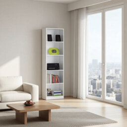Amos Mann Furniture Milan Artic White Tall Bookcase Bookshelf - thumbnail 4