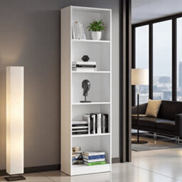 Amos Mann Furniture Milan Artic White Tall Bookcase Bookshelf - thumbnail 1