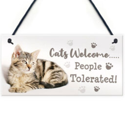 Red Ocean Cat Signs For Home Funny Hanging Cat House Sign Animal Cat Lover Gifts - thumbnail 1