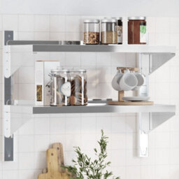 Berkfield 2-Tier Wall Shelf 75X30X60 Cm Silver Stainless Steel