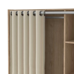 Wyld Haus Uppsala Open Wardrobe Unit, Jackson Hickory Oak With Beige Textile Curtain - thumbnail 6