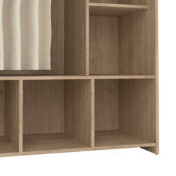 Wyld Haus Uppsala Open Wardrobe Unit, Jackson Hickory Oak With Beige Textile Curtain - thumbnail 7