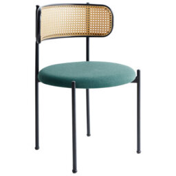 Wyld And Coco Novanest 2 - Set Of 2 Accent Dining Chairs, Viennese Braid Backrest, Green Fabric, Black Lacquered Frame - thumbnail 6