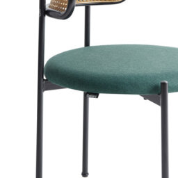 Wyld And Coco Novanest 2 - Set Of 2 Accent Dining Chairs, Viennese Braid Backrest, Green Fabric, Black Lacquered Frame - thumbnail 8