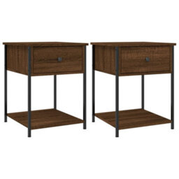 Berkfield Elegant Bedside Tables 2 Pcs Brown Oak 44X45X58 Cm Engineered Wood - thumbnail 1