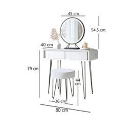 CARME Home Piper White Dressing Table With Belle Led Mirror & Alaya Bouclé Stool - thumbnail 9