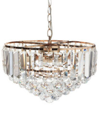 Wyld And Coco 40Cm Gold Metal Pendant Chandelier With Crystal Accents, Gloss Finish, Led Compatible - thumbnail 1