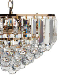 Wyld And Coco 40Cm Gold Metal Pendant Chandelier With Crystal Accents, Gloss Finish, Led Compatible - thumbnail 4