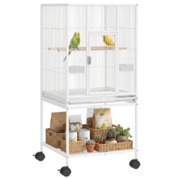 Pawhut Bird Cage Detachable With Rolling Stand White - thumbnail 2