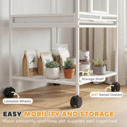Pawhut Bird Cage Detachable With Rolling Stand White - thumbnail 6