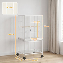Pawhut Bird Cage Detachable With Rolling Stand White - thumbnail 3
