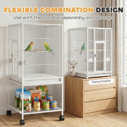 Pawhut Bird Cage Detachable With Rolling Stand White - thumbnail 5