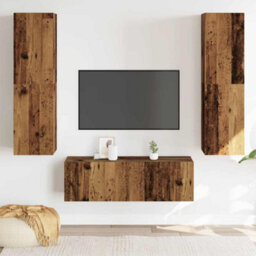 Berkfield Modern Wall Mounted Tv Cabinets 3 Pcs Old Wood Engineered Wood - thumbnail 3