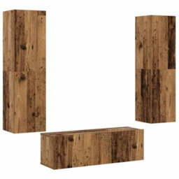 Berkfield Modern Wall Mounted Tv Cabinets 3 Pcs Old Wood Engineered Wood - thumbnail 1