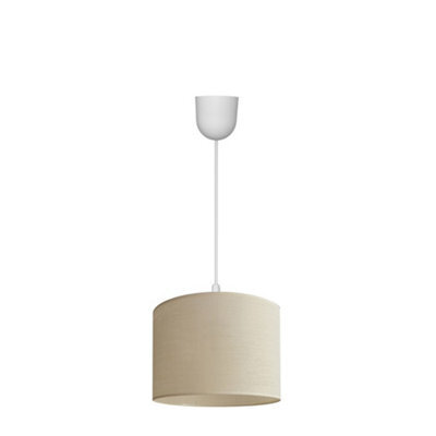 Luminosa Lighting Luminosa Alba Cylindrical Pendant Ceiling Light Ecru, White 20Cm