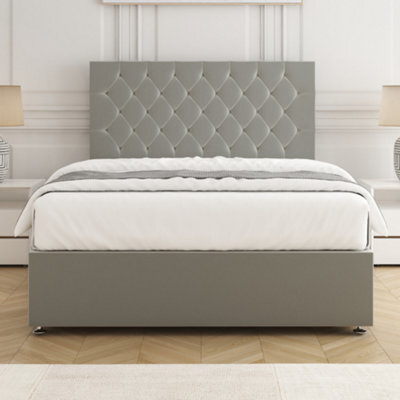 Bsspoke Mia Divan Bed Set Silver Plush Velvet 24Inch Headboard & Mattress No Drawers In 3Ft 4Ft 4Ft6 5Ft 6Ft - image 1
