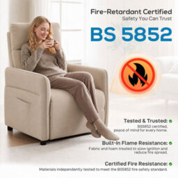 Homcom Recliner Armchair, Manual Recliner Chair, Massage & Heat, Beige - thumbnail 9