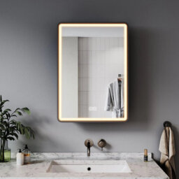 Black Led Bathroom Mirror Cabinet Shaver Socket Demister Touch Sensor 450X600mm - thumbnail 2