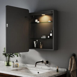 Black Led Bathroom Mirror Cabinet Shaver Socket Demister Touch Sensor 450X600mm - thumbnail 5
