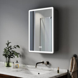 Black Led Bathroom Mirror Cabinet Shaver Socket Demister Touch Sensor 450X600mm - thumbnail 4
